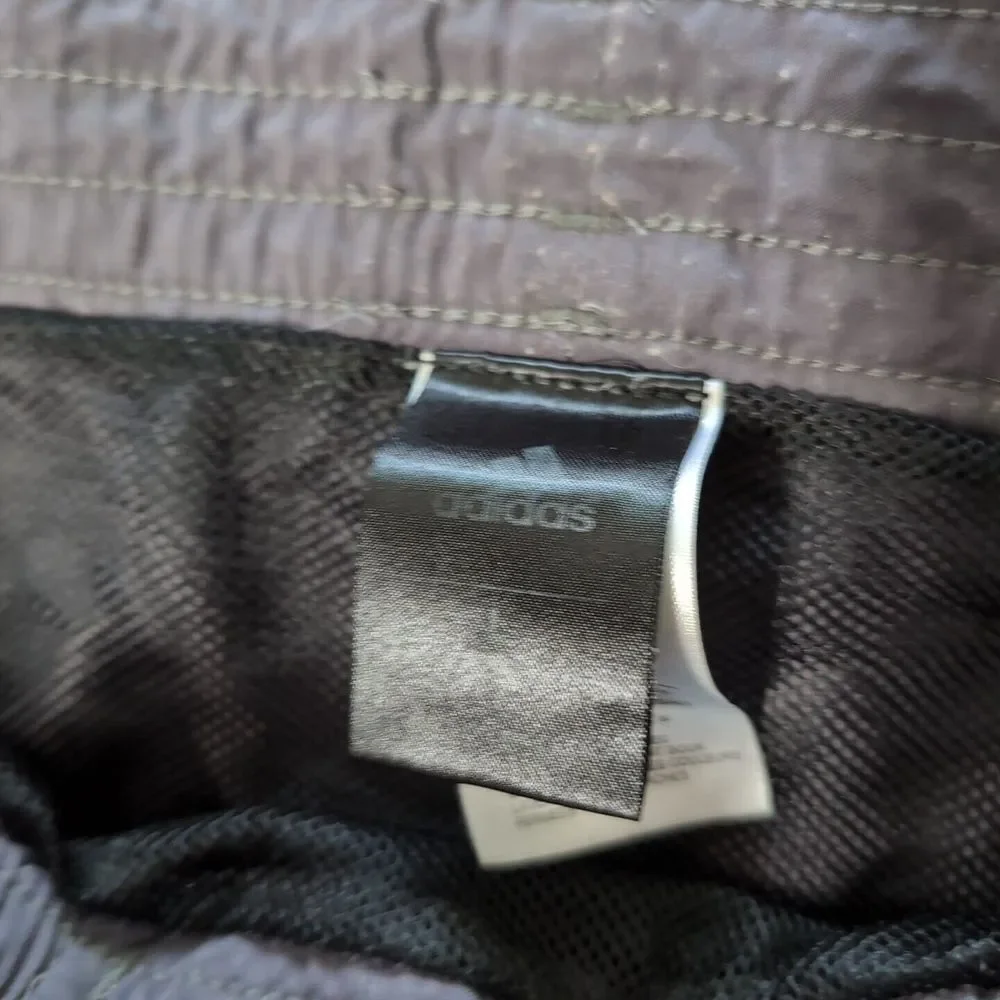 Adidas Swim Shorts Gray Yellow Lines Pockets Cargo‎ Pocket Drawstring 38x7
